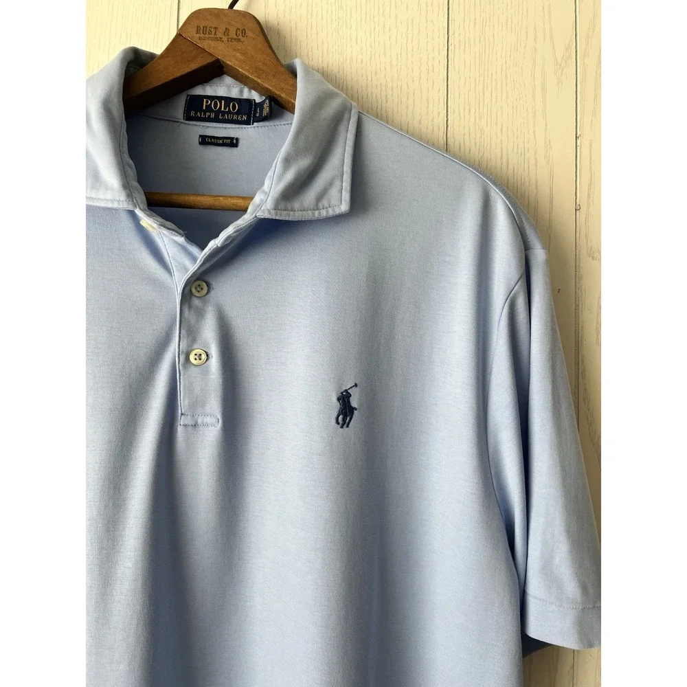 Polo Ralph Lauren Men's Classic Fit Polo Shirt Blue Short Sleeve Large 100% Cott